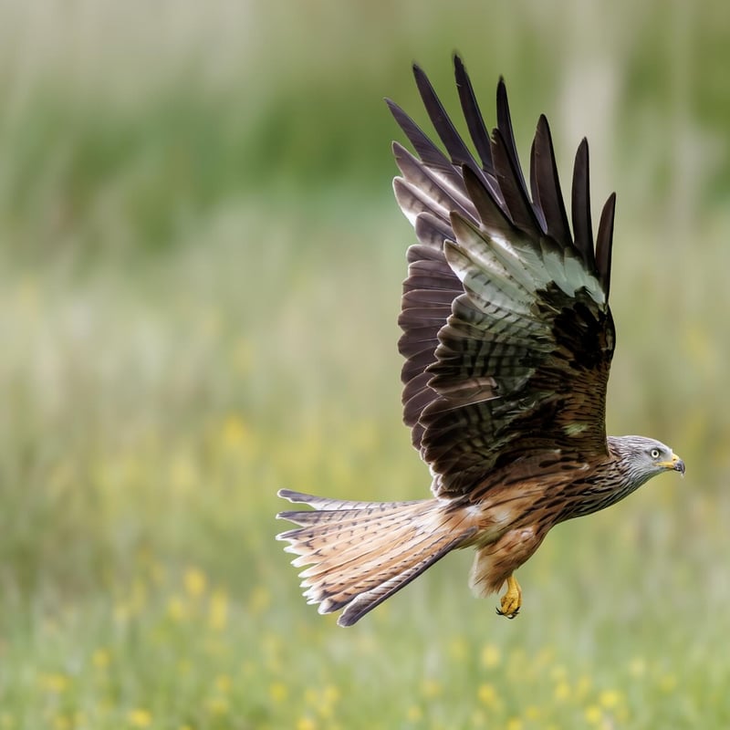 A reddish-brown raptor with long, angled wings and a deeply v-notched tail soaring. (gallery image 2)